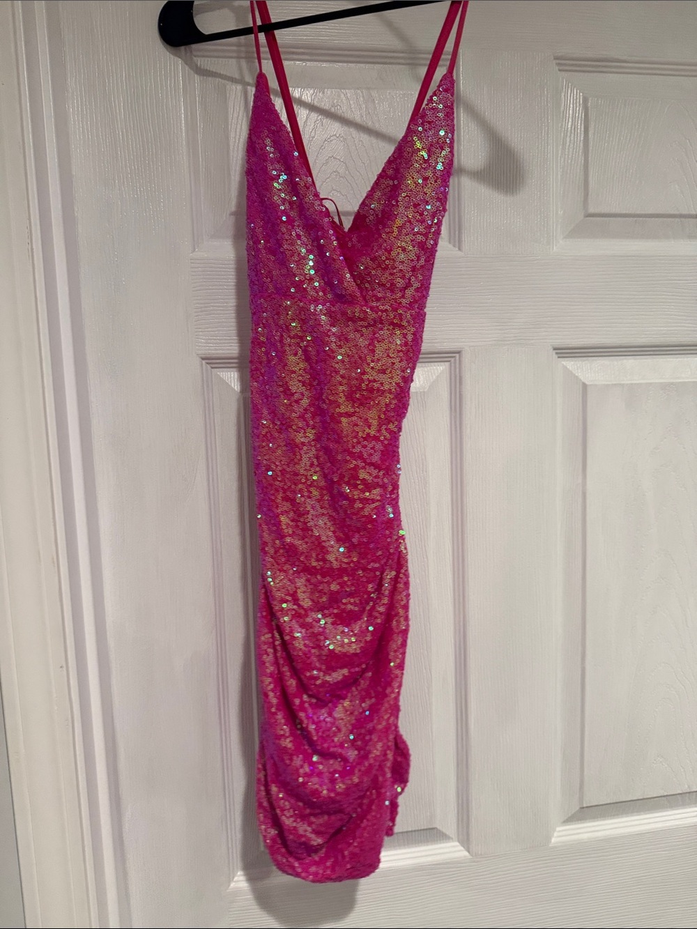 Hot Pink Sequin Slip Dress